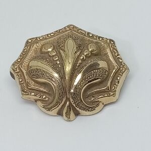* antique vintage Victorian Mourning pin brooch gold tone
